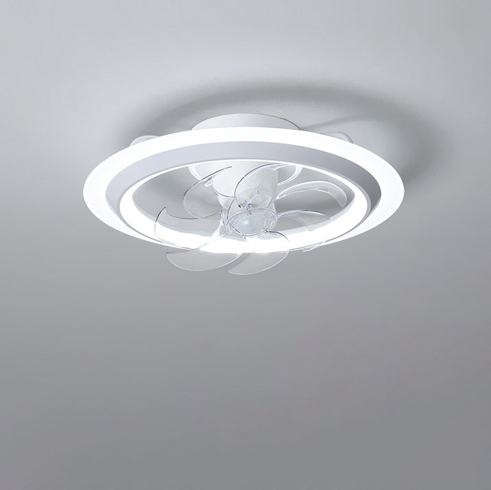 Modern Iron Acrylic Round LED Semi-Flush Fan Light