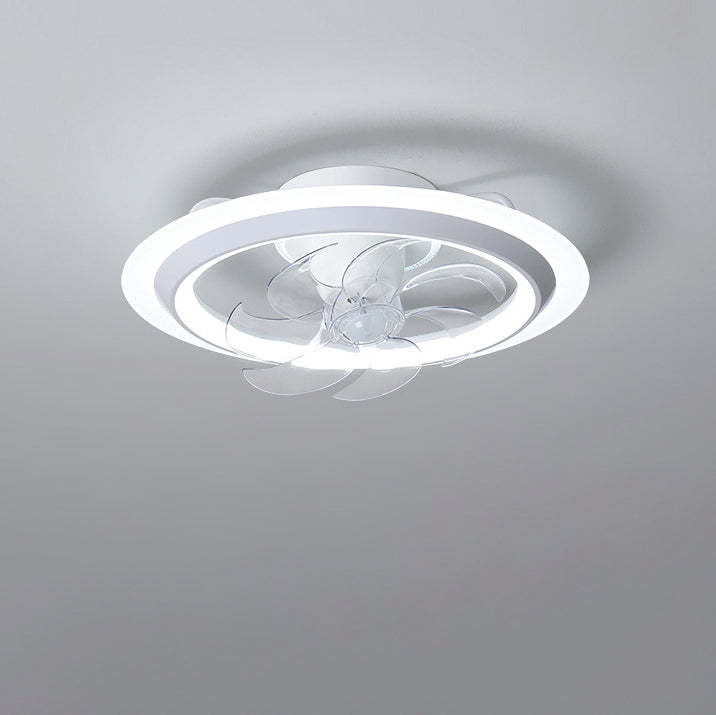 Modern Iron Acrylic Round LED Semi-Flush Fan Light