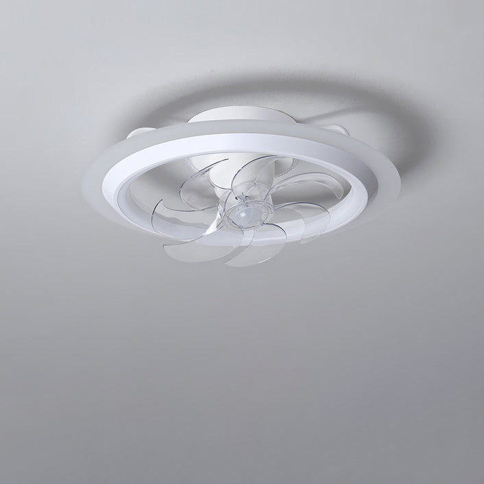 Modern Iron Acrylic Round LED Semi-Flush Fan Light