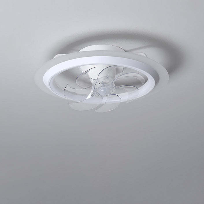 Modern Iron Acrylic Round LED Semi-Flush Fan Light