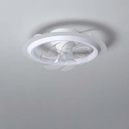 Modern Iron Acrylic Round LED Semi-Flush Fan Light