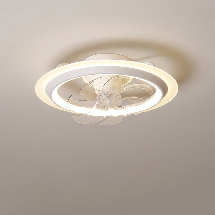 Modern Iron Acrylic Round LED Semi-Flush Fan Light