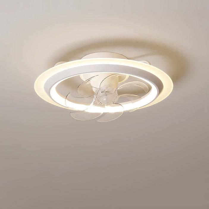 Modern Iron Acrylic Round LED Semi-Flush Fan Light