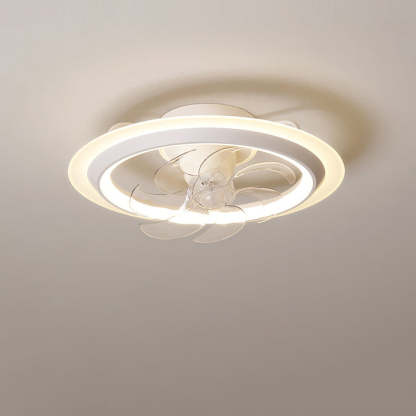 Modern Iron Acrylic Round LED Semi-Flush Fan Light