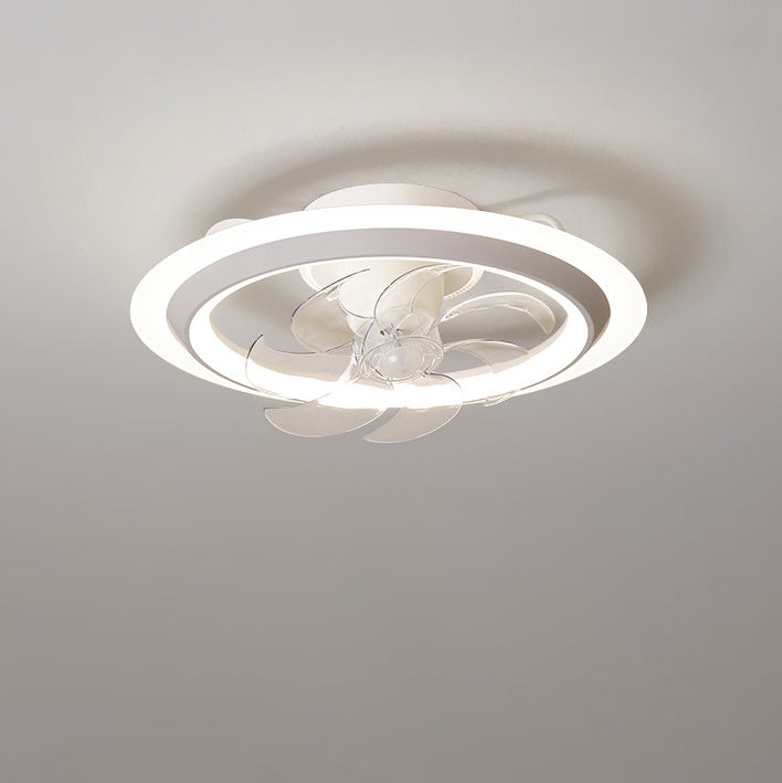 Modern Iron Acrylic Round LED Semi-Flush Fan Light