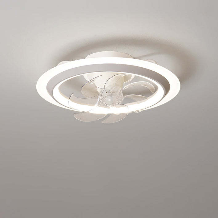 Modern Iron Acrylic Round LED Semi-Flush Fan Light