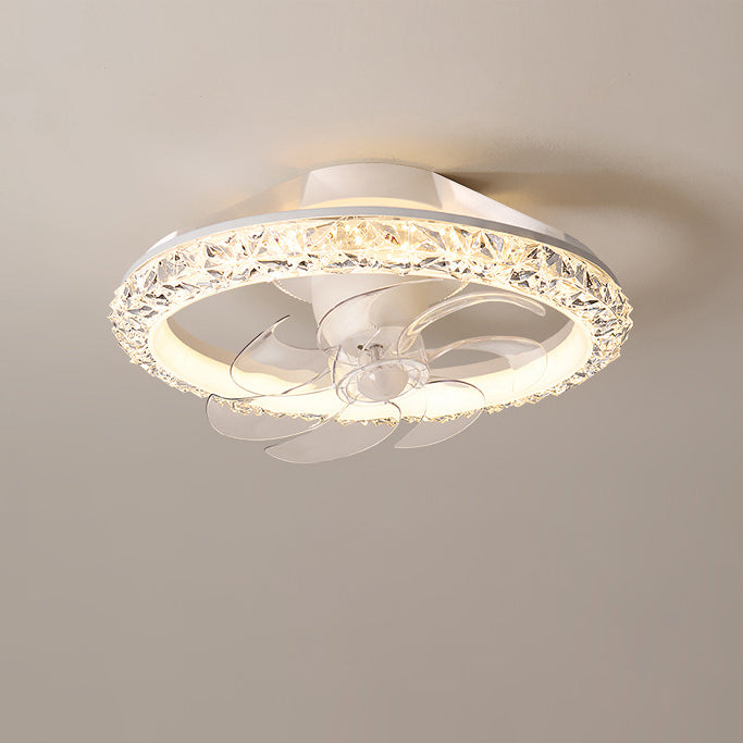 Modern Iron Acrylic Round LED Semi-Flush Fan Light