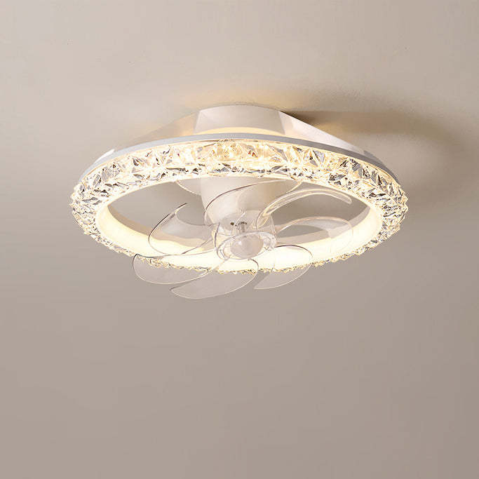 Modern Iron Acrylic Round LED Semi-Flush Fan Light