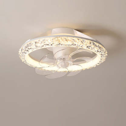 Modern Iron Acrylic Round LED Semi-Flush Fan Light