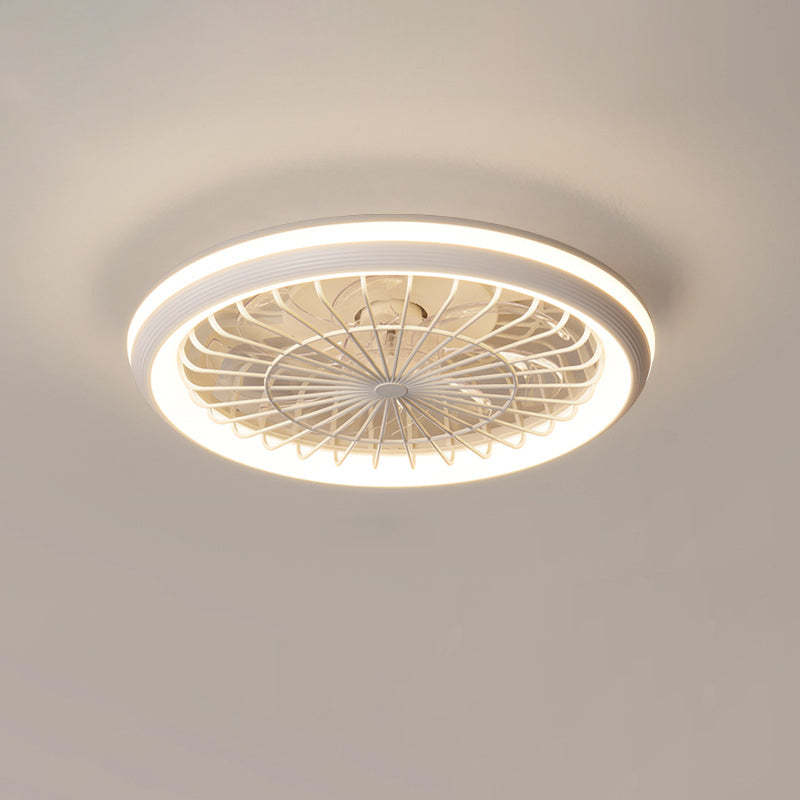 Modern Iron Acrylic Round LED Semi-Flush Fan Light