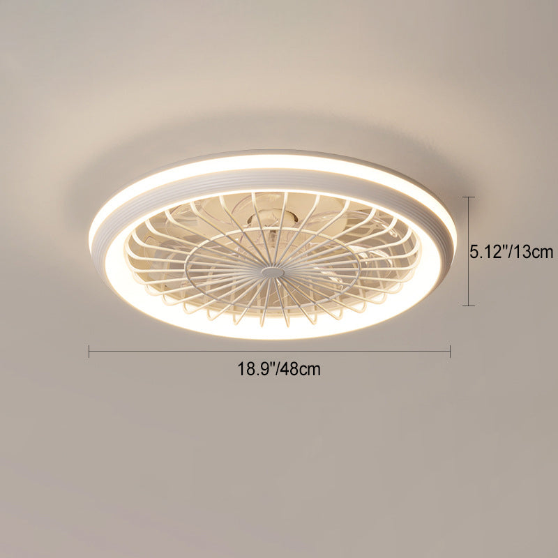 Modern Iron Acrylic Round LED Semi-Flush Fan Light