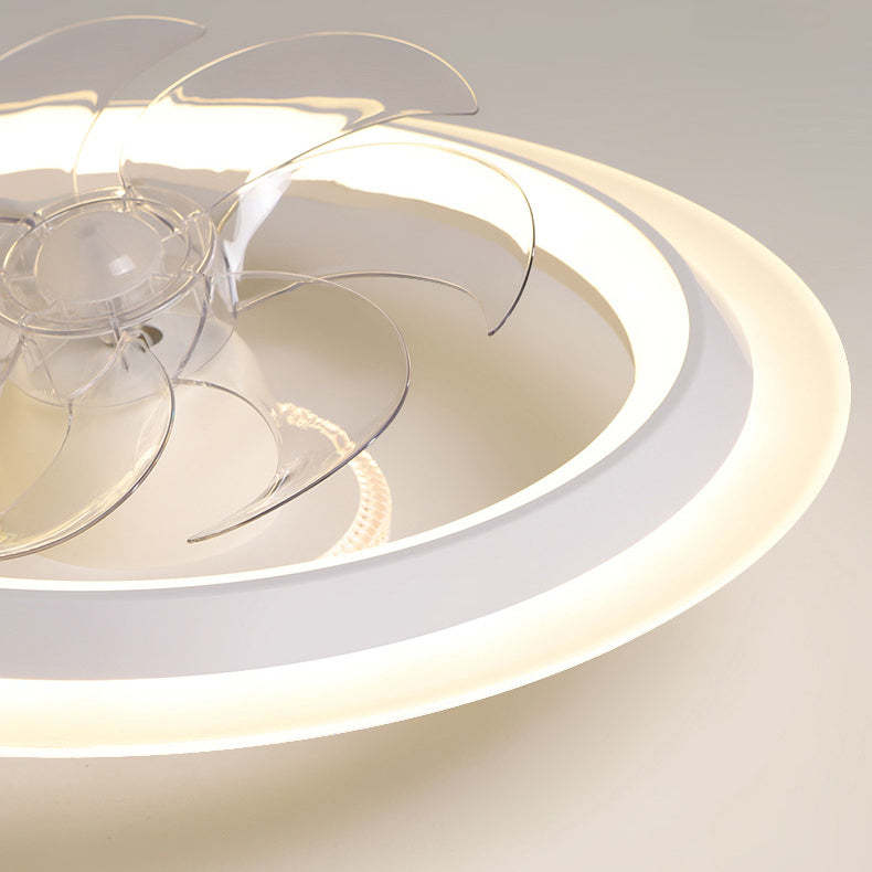 Modern Iron Acrylic Round LED Semi-Flush Fan Light