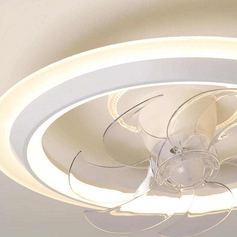 Modern Iron Acrylic Round LED Semi-Flush Fan Light