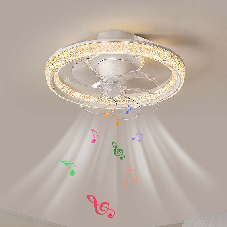 Modern Iron Acrylic Round LED Semi-Flush Fan Light