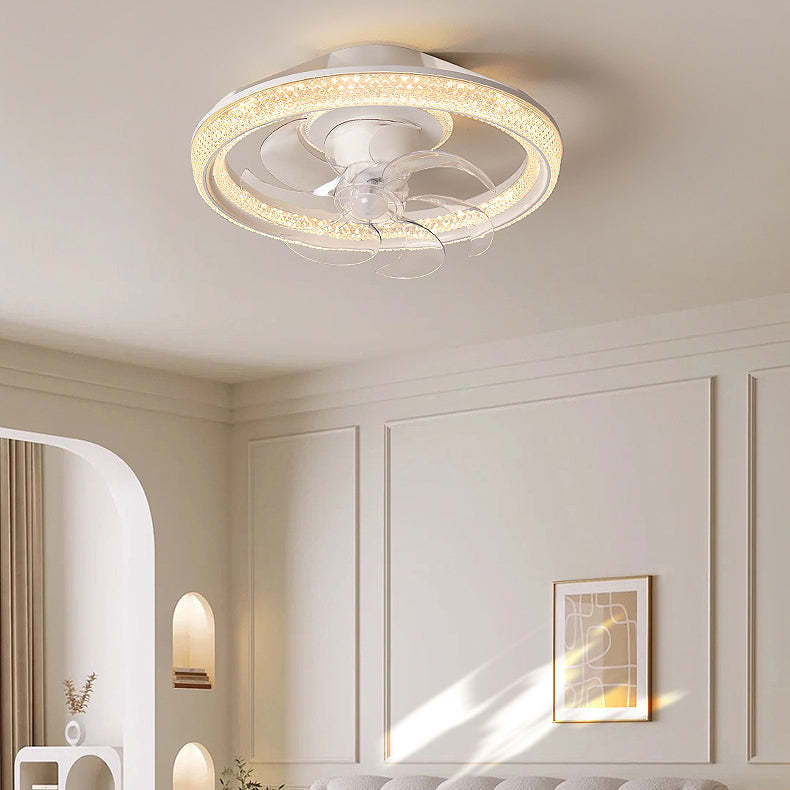 Modern Iron Acrylic Round LED Semi-Flush Fan Light