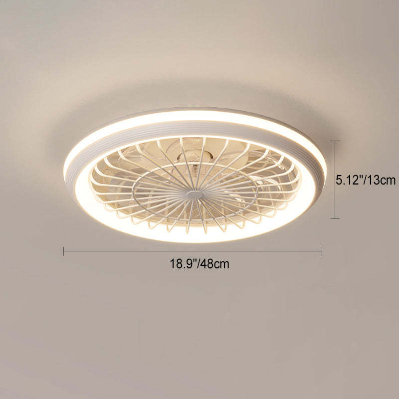 Modern Iron Acrylic Round LED Semi-Flush Fan Light