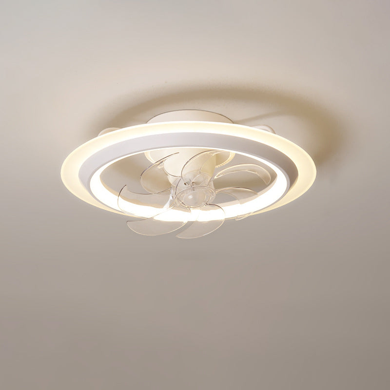 Modern Iron Acrylic Round LED Semi-Flush Fan Light