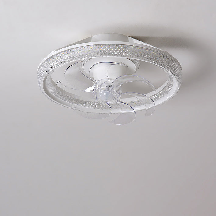 Modern Iron Acrylic Round LED Semi-Flush Fan Light