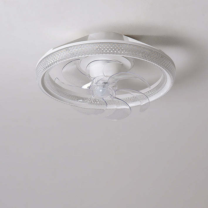 Modern Iron Acrylic Round LED Semi-Flush Fan Light