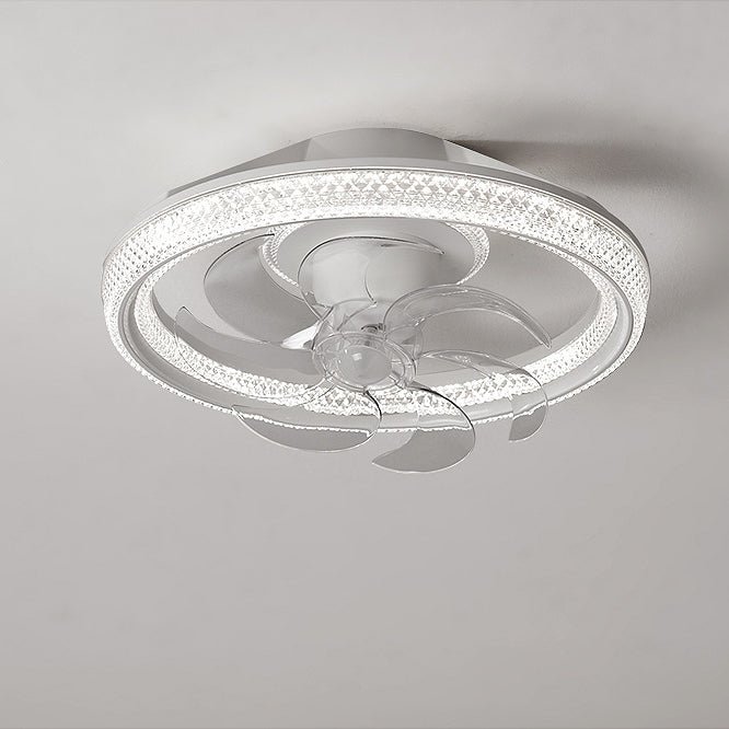 Modern Iron Acrylic Round LED Semi-Flush Fan Light