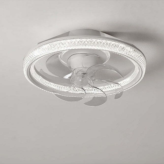 Modern Iron Acrylic Round LED Semi-Flush Fan Light