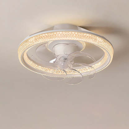 Modern Iron Acrylic Round LED Semi-Flush Fan Light