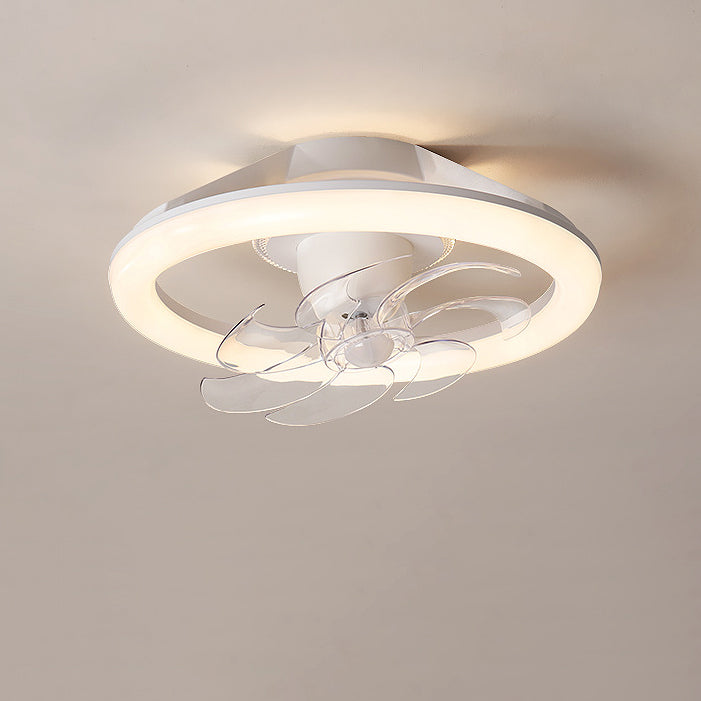 Modern Iron Acrylic Round LED Semi-Flush Fan Light