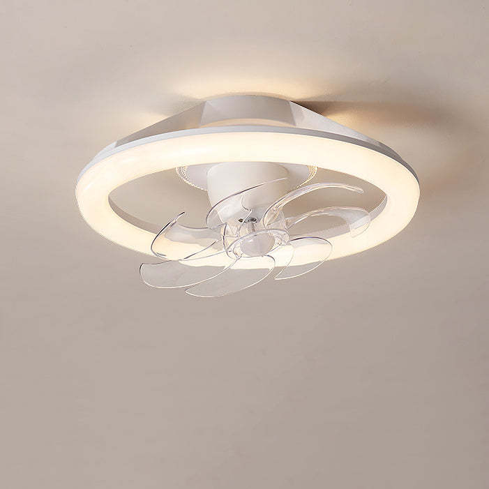 Modern Iron Acrylic Round LED Semi-Flush Fan Light