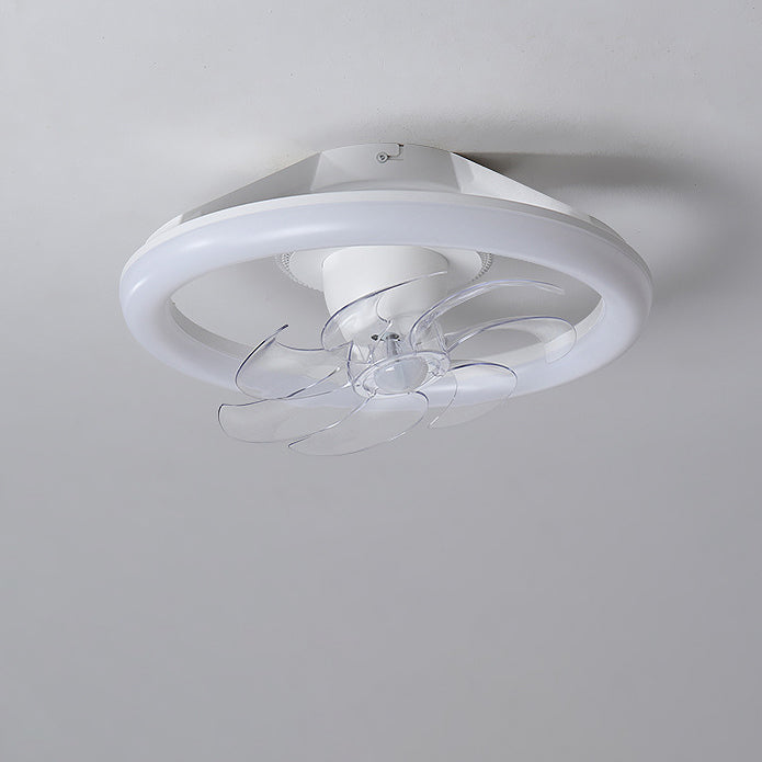 Modern Iron Acrylic Round LED Semi-Flush Fan Light
