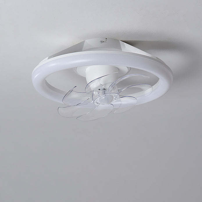 Modern Iron Acrylic Round LED Semi-Flush Fan Light