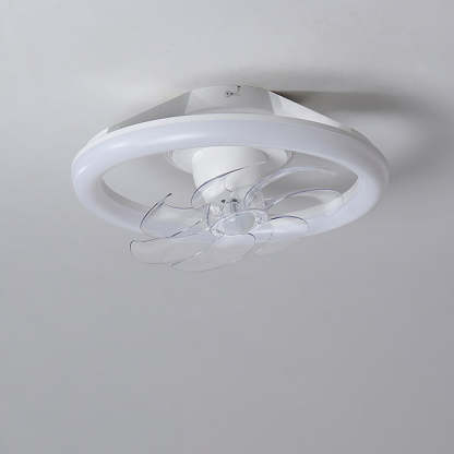 Modern Iron Acrylic Round LED Semi-Flush Fan Light