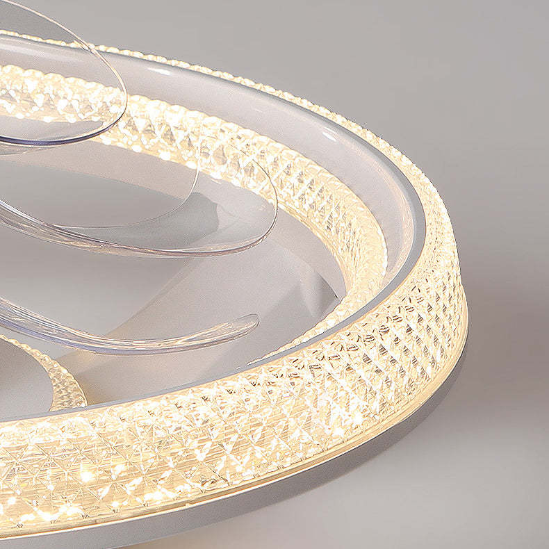 Modern Iron Acrylic Round LED Semi-Flush Fan Light