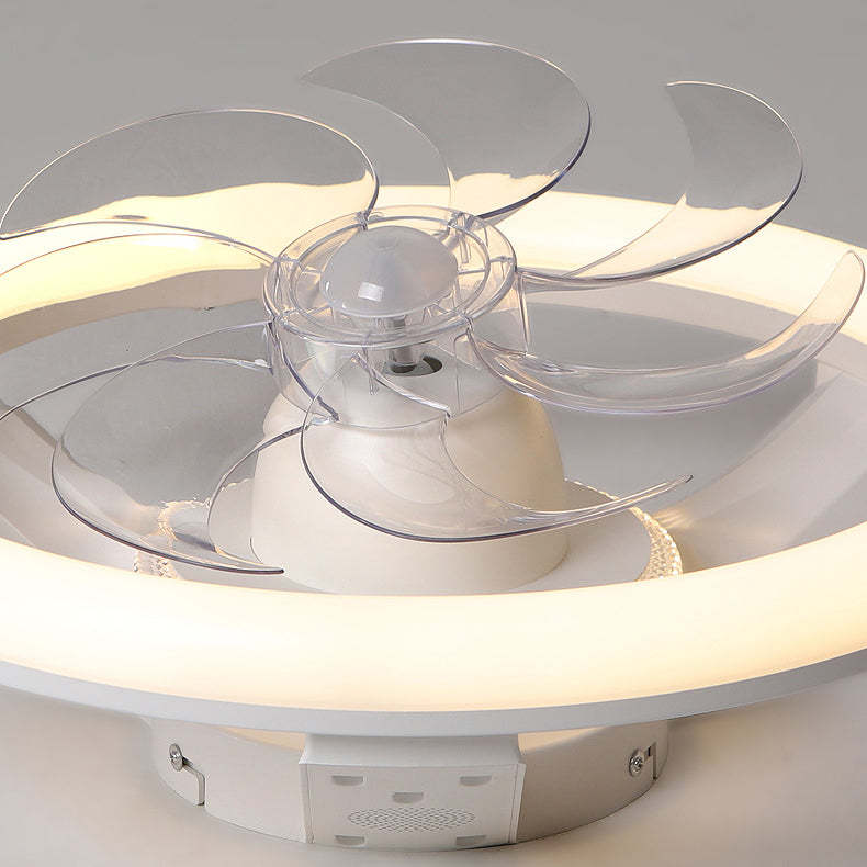 Modern Iron Acrylic Round LED Semi-Flush Fan Light