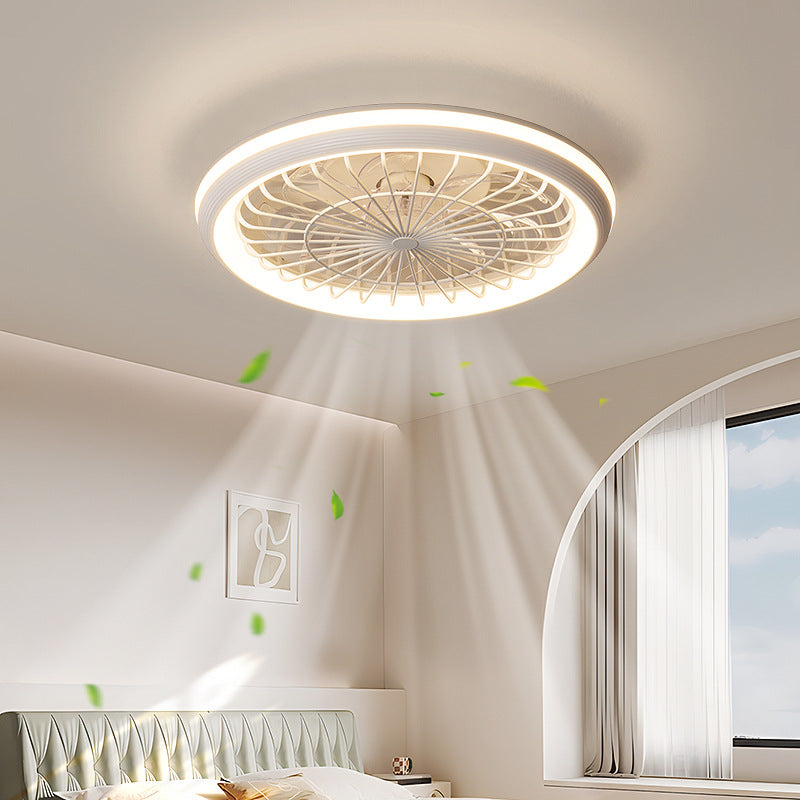 Modern Iron Acrylic Round LED Semi-Flush Fan Light