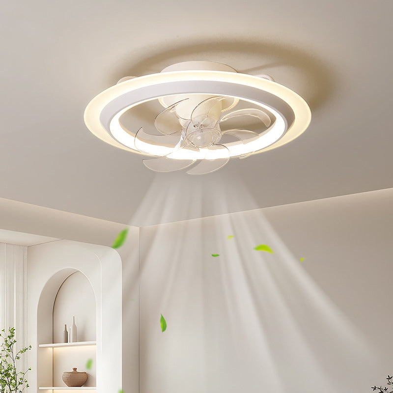 Modern Iron Acrylic Round LED Semi-Flush Fan Light