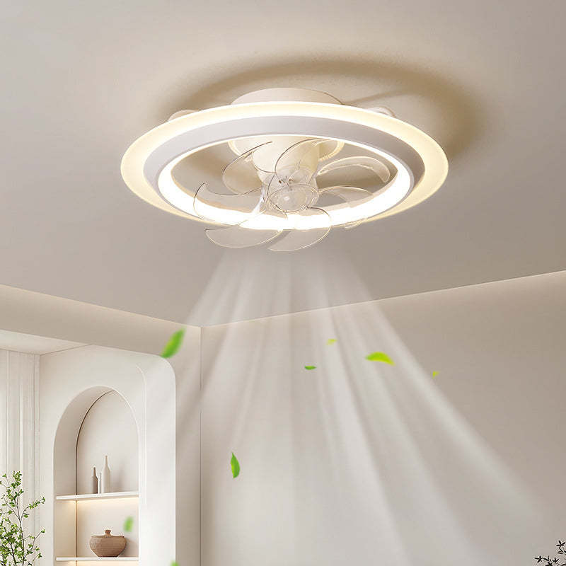 Modern Iron Acrylic Round LED Semi-Flush Fan Light