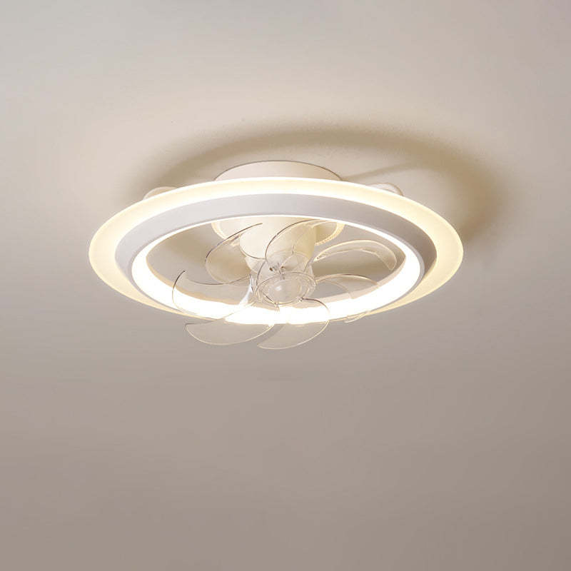 Modern Iron Acrylic Round LED Semi-Flush Fan Light