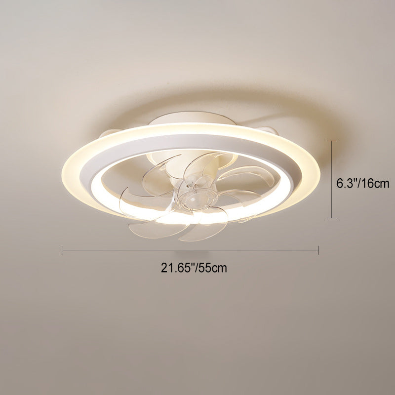 Modern Iron Acrylic Round LED Semi-Flush Fan Light