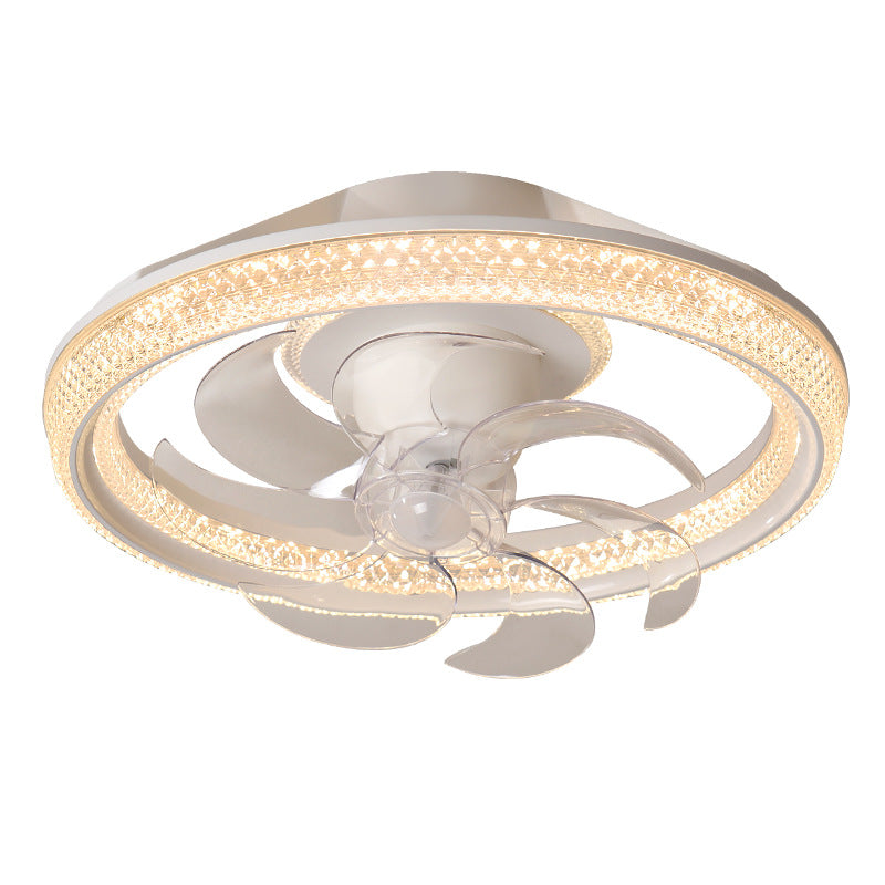 Modern Iron Acrylic Round LED Semi-Flush Fan Light