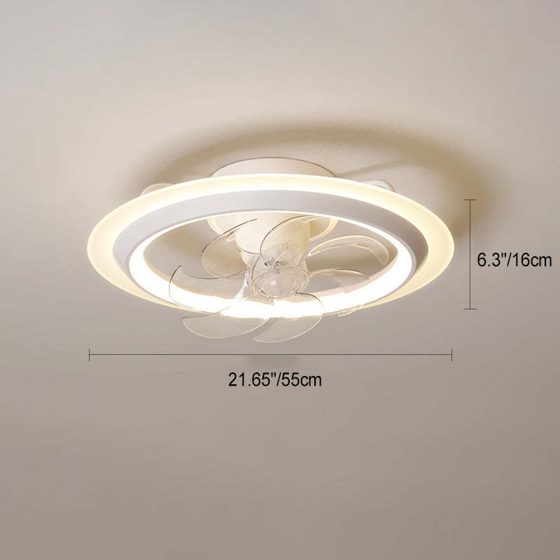 Modern Iron Acrylic Round LED Semi-Flush Fan Light