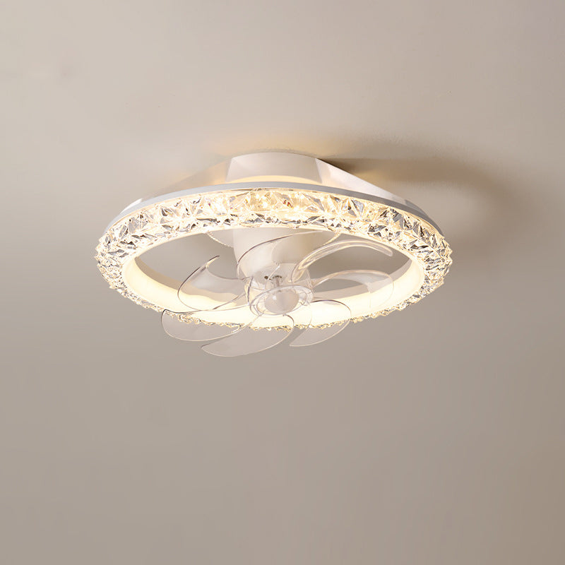 Modern Iron Acrylic Round LED Semi-Flush Fan Light