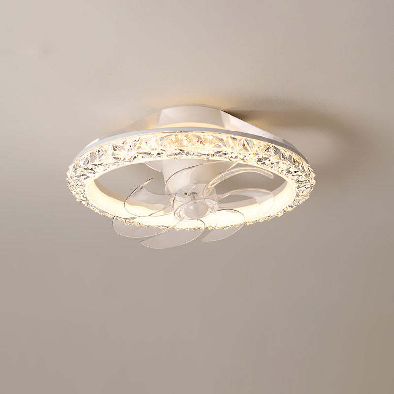 Modern Iron Acrylic Round LED Semi-Flush Fan Light
