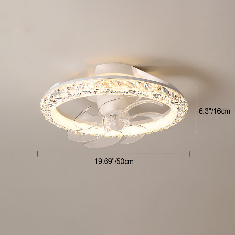 Modern Iron Acrylic Round LED Semi-Flush Fan Light