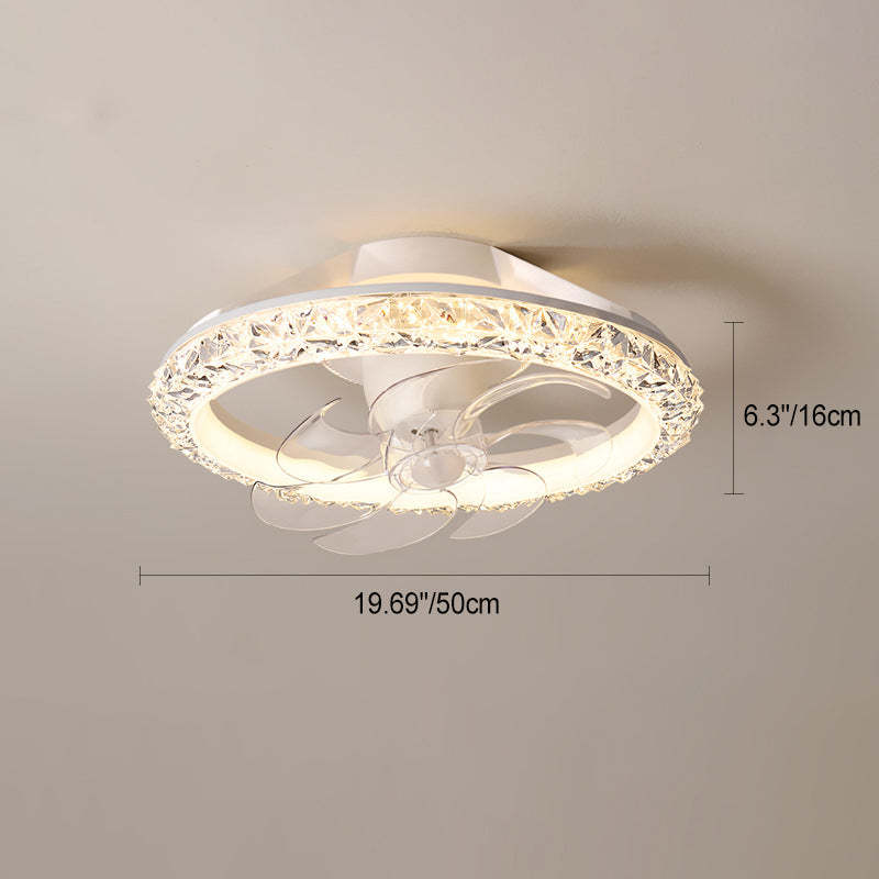 Modern Iron Acrylic Round LED Semi-Flush Fan Light