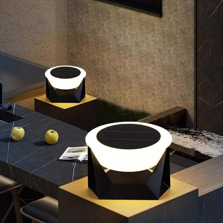 Modern Solar Stainless Steel Round LED Landscape Light