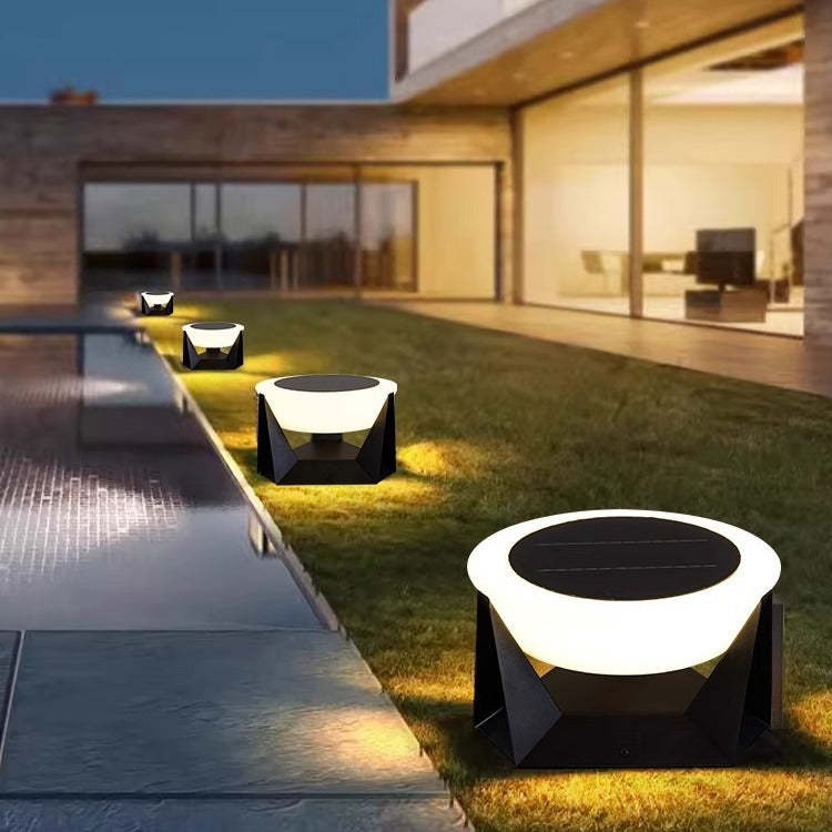 Modern Solar Stainless Steel Round LED Landscape Light