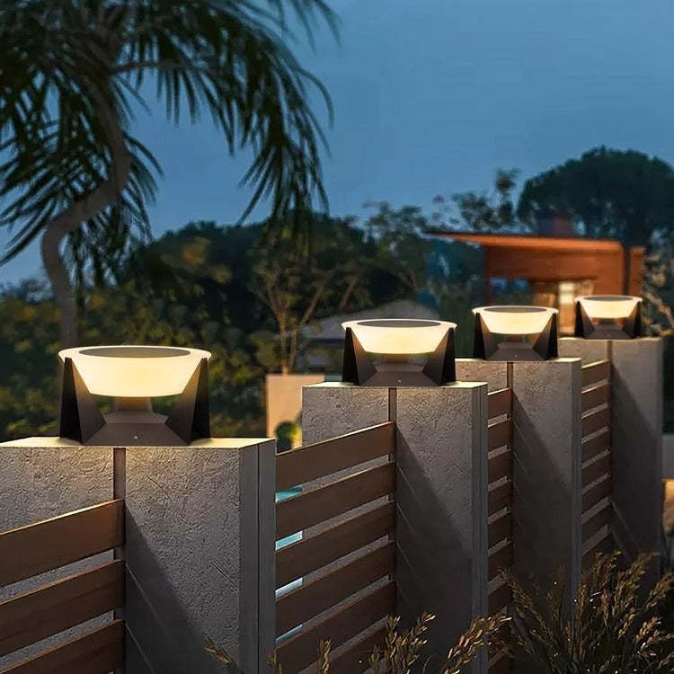Modern Solar Stainless Steel Round LED Landscape Light