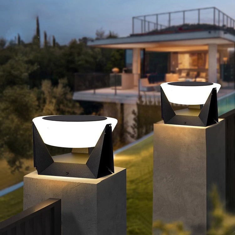 Modern Solar Stainless Steel Round LED Landscape Light