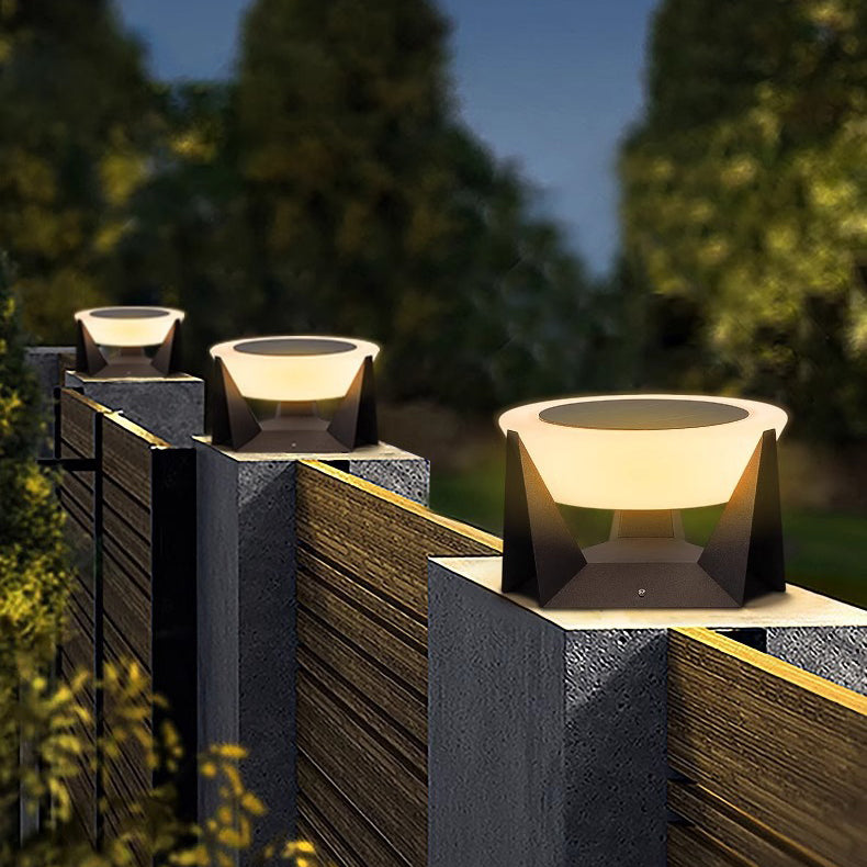 Minimalist stainless round black steel landscape lighting, Lighom — Medium