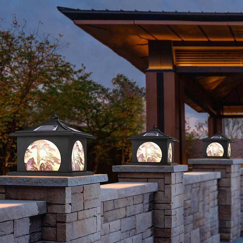 Chinese Solar Iron Pointed Square LED Landscape Light